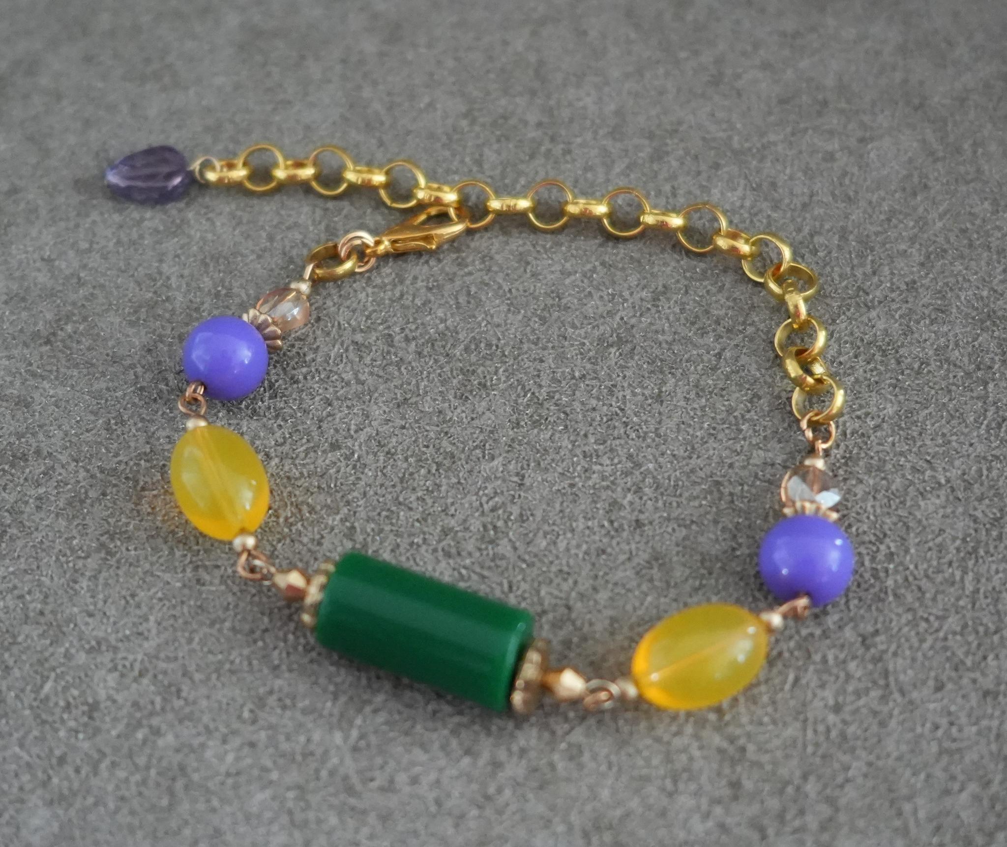 【ヴィンテージ】おてんばマダムの宝石箱～レトロなカラフルブレスレット1枚目の画像